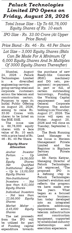 Paluck Technologies IPO